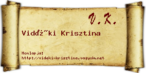 Vidéki Krisztina névjegykártya